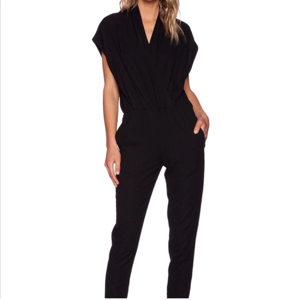 L'AGENCE Cross Over Front Jumpsuit in Black
Viscose Blend
